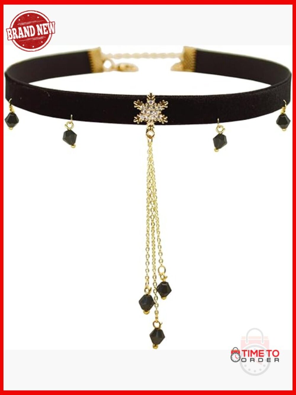 Gothic Velvet Choker Necklace with Tassel Pendant Adjustable Lobster Clasp